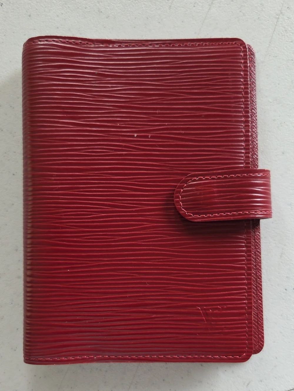 Louis Vuitton Red Epi Textured Leather Folio Phone Case with Snap Strap
